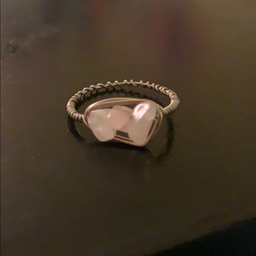 Handmade Triple Rose Quartz Ring 8$